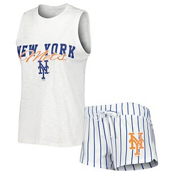 Women's Concepts Sport White New York Mets Reel Pinstripe Tank Top & Shorts Sleep Set