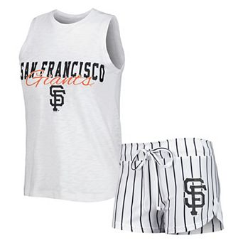 Women's Concepts Sport White San Francisco Giants Reel Pinstripe Tank Top & Shorts Sleep Set