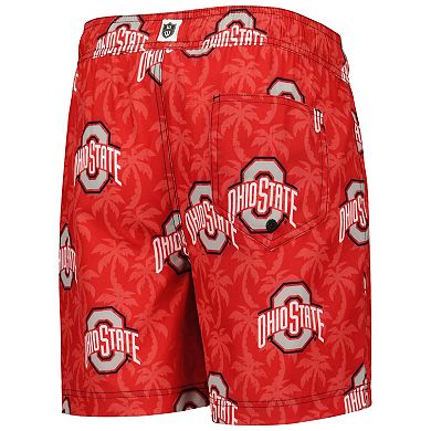 Youth Wes & Willy Scarlet Ohio State Buckeyes Palm Tree Swim Shorts