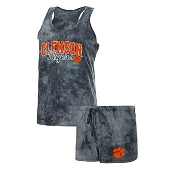 Women's Concepts Sport Charcoal Clemson Tigers Billboard Tie-Dye Tank Top and Shorts Sleep Set