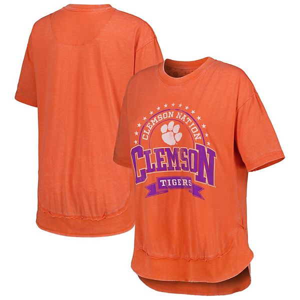 Women's Pressbox Heather Orange Clemson Tigers Vintage Wash Poncho ...