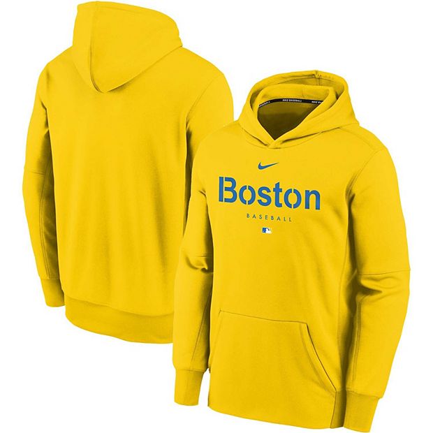 Youth Nike Yellow Boston Red Sox City Connect Performance Pullover Hoodie