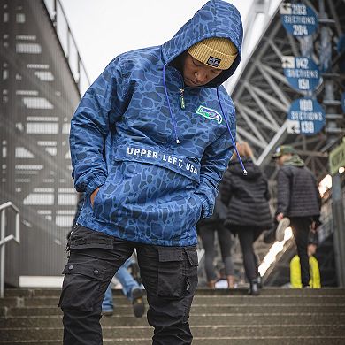 Men's THE GREAT PNW Blue Seattle Seahawks Camo Level Half-Zip Pullover Jacket