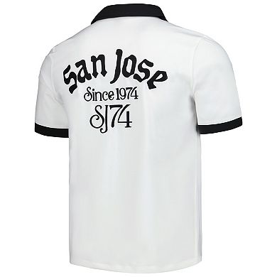 Men's The Wild Collective  White San Jose Earthquakes Bowler Button-Up Shirt