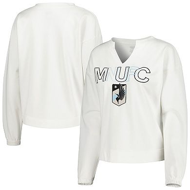 Women's Concepts Sport  White Minnesota United FC Sunray Notch Neck Long Sleeve T-Shirt