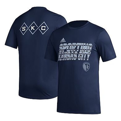 Men's adidas Navy Sporting Kansas City Team Jersey Hook AEROREADY T-Shirt