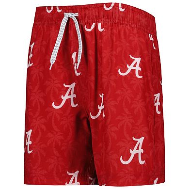 Youth Wes & Willy Crimson Alabama Crimson Tide Palm Tree Swim Shorts
