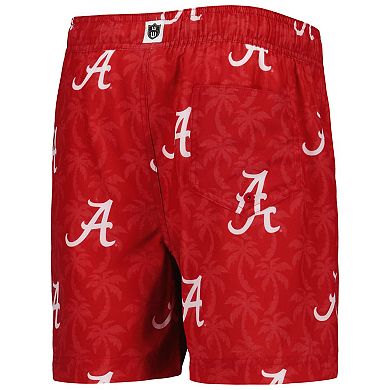 Youth Wes & Willy Crimson Alabama Crimson Tide Palm Tree Swim Shorts