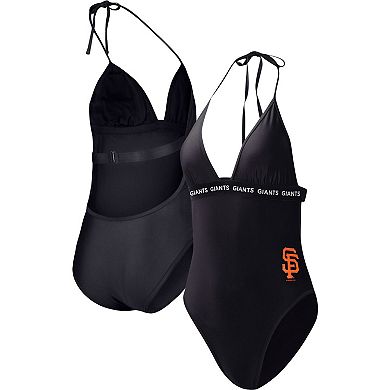 Women's G-III 4Her by Carl Banks Black San Francisco Giants Full Count One-Piece Swimsuit