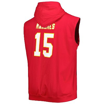 Men s Patrick Mahomes Red Kansas City Chiefs Big Tall Muscle Pullover Hoodie