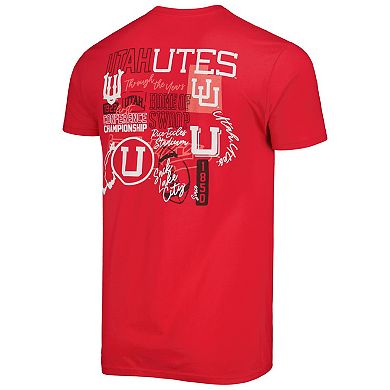 Men's Red Utah Utes Vintage Through the Years Two-Hit T-Shirt