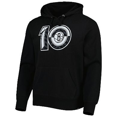 Men's '47 Black Brooklyn Nets 10th Anniversary Headline Pullover Hoodie