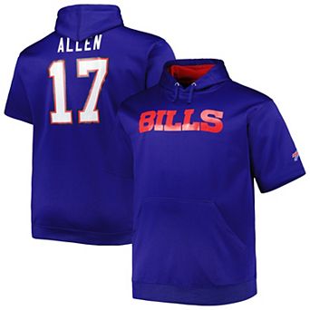 Men's Josh Allen Royal Buffalo Bills Big & Tall Short Sleeve Pullover Hoodie