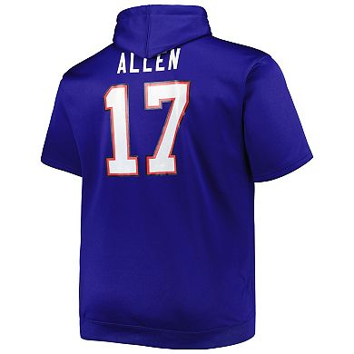 Men's Josh Allen Royal Buffalo Bills Big & Tall Short Sleeve Pullover Hoodie