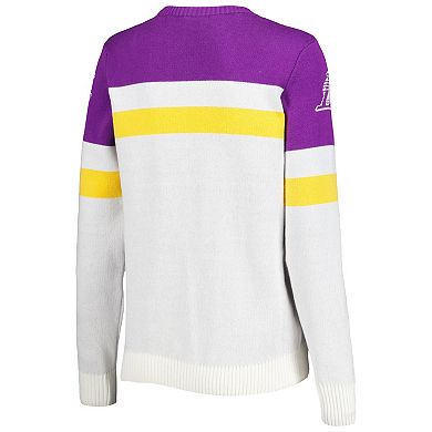 Women's Lusso Purple/Cream Los Angeles Lakers Dominique Pullover Sweater