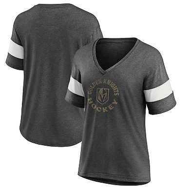 Women's Fanatics Branded Heather Charcoal Vegas Golden Knights Special Edition 2.0 Ring The Alarm V-Neck T-Shirt