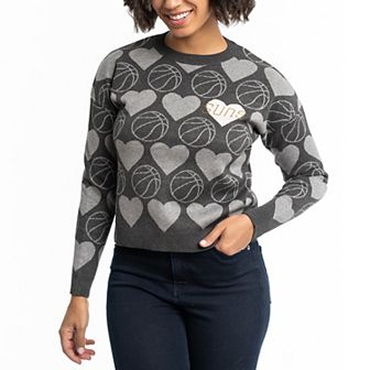 Women's Lusso Charcoal Phoenix Suns Basketball Love Crystal Intarsia Pullover Sweater