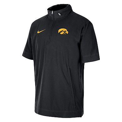 Men's Nike Black Iowa Hawkeyes Coaches Half-Zip Short Sleeve Jacket