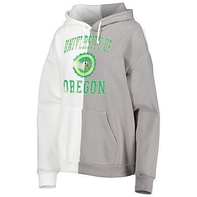 Women's Gameday Couture Gray/White Oregon Ducks Split Pullover Hoodie