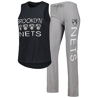 Women's Concepts Sport Gray/Black Brooklyn Nets Team Tank Top & Pants Sleep Set