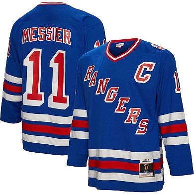 Men's Mitchell & Ness Mark Messier Blue New York Rangers Big & Tall 2015 Captain Patch Blue Line Player Jersey