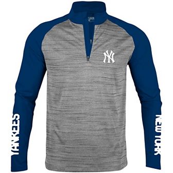 Men's Levelwear Heather Gray New York Yankees Vandal Raglan Quarter-Zip Top