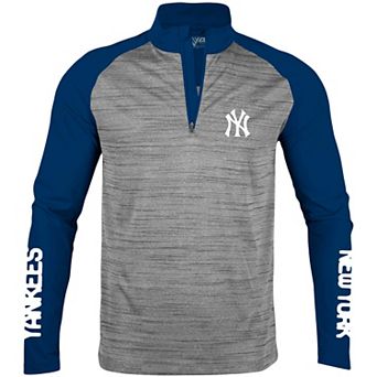 Men's Levelwear Heather Gray New York Yankees Vandal Raglan Quarter-Zip Top