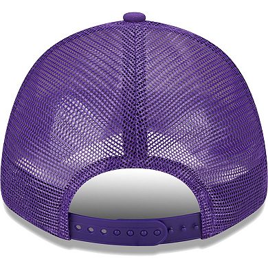 Men's New Era Los Angeles Lakers Purple Stripes 9FORTY Trucker Snapback Hat