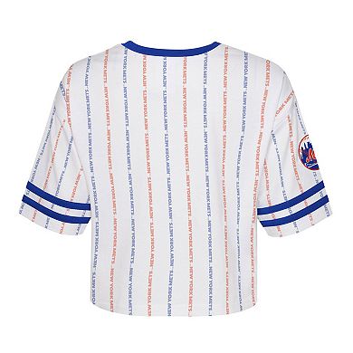 Girls Youth White New York Mets Ball Striped T-Shirt