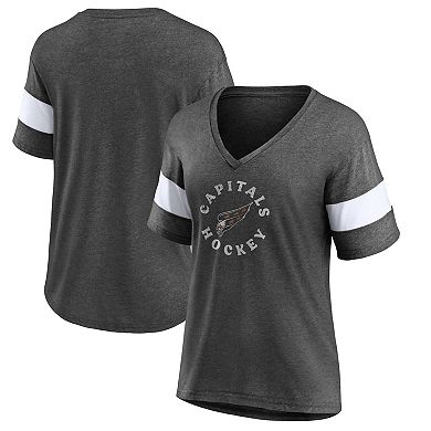 Women's Fanatics Branded Heather Charcoal Washington Capitals Special Edition 2.0 Ring The Alarm V-Neck T-Shirt