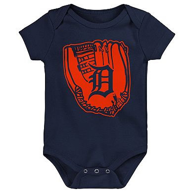 Newborn & Infant Orange/Navy/White Detroit Tigers Minor League Player Three-Pack Bodysuit Set
