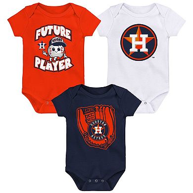 Infant Orange/Navy/White Houston Astros Minor League Player Three-Pack Bodysuit Set