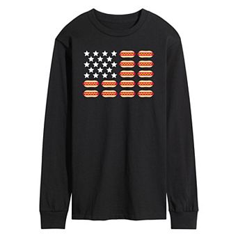 Men's Hot Dog Flag Long Sleeve Graphic Tee