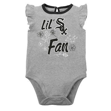Infant Black/Heather Gray Chicago White Sox Little Fan Two-Pack Bodysuit Set