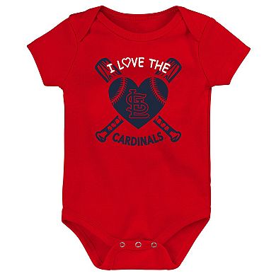 Infant Red/Navy/Pink St. Louis Cardinals Baseball Baby 3-Pack Bodysuit Set
