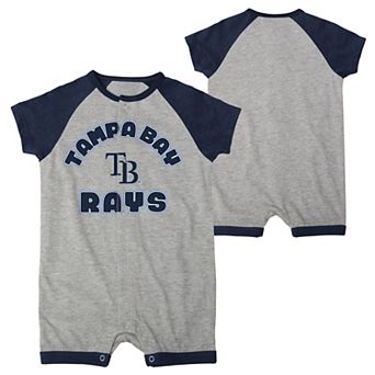 Infant Heather Gray Tampa Bay Rays Extra Base Hit Raglan Full-Snap Romper