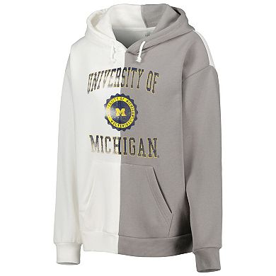 Women's Gameday Couture Gray/White Michigan Wolverines Split Pullover Hoodie
