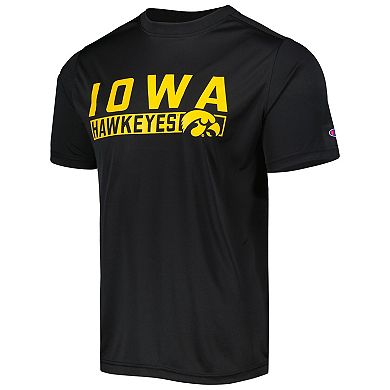 Men's Champion Black Iowa Hawkeyes Impact Knockout T-Shirt