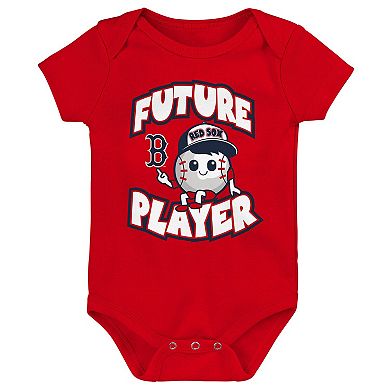 Newborn & Infant Red/Navy/White Boston Red Sox Minor League Player Three-Pack Bodysuit Set