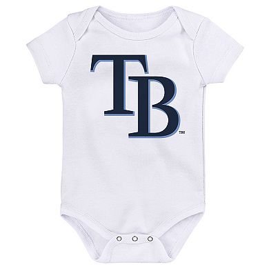 Newborn & Infant Light Blue/Navy/White Tampa Bay Rays Minor League Player Three-Pack Bodysuit Set