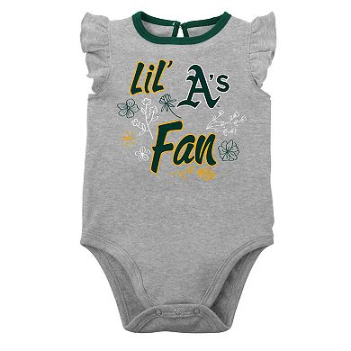 Infant Green/Heather Gray Oakland Athletics Little Fan Two-Pack Bodysuit Set