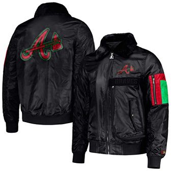 Men's Starter x Ty Mopkins Black Atlanta Braves Black History Month Satin Full-Zip Jacket