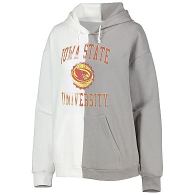 Women's Gameday Couture Gray/White Iowa State Cyclones Split Pullover Hoodie
