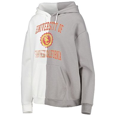 Women's Gameday Couture Gray/White USC Trojans Split Pullover Hoodie