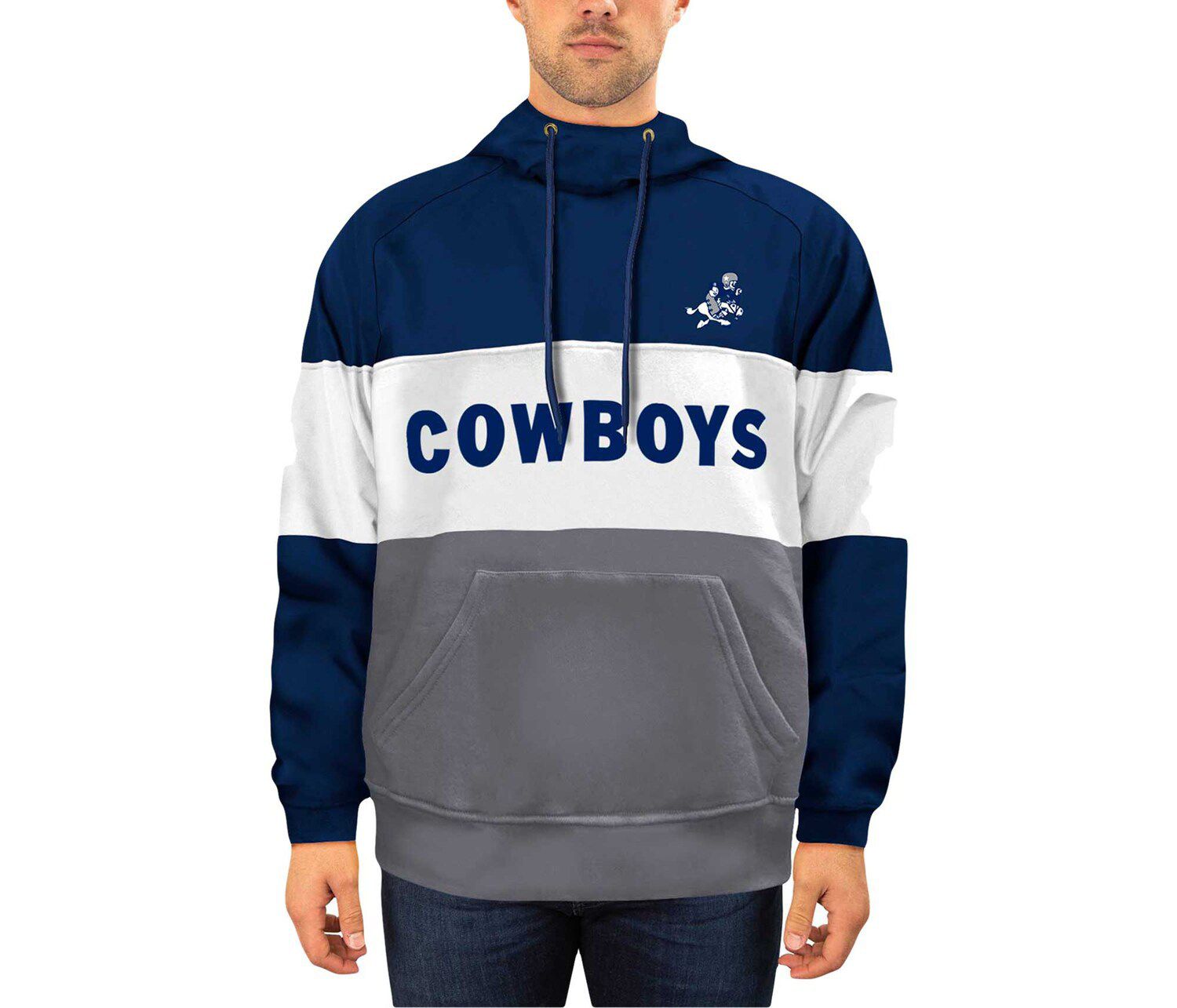 Men's Nike White/Royal Dallas Cowboys Fan Gear Throwback Go Helmet  Sweatshirt