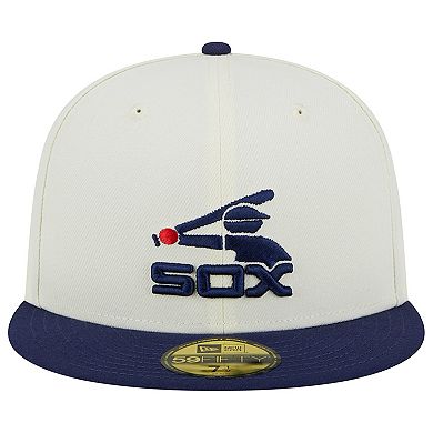 Men's New Era Stone/Navy Chicago White Sox Retro 59FIFTY Fitted Hat