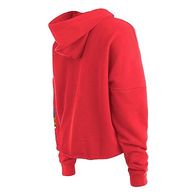 Women's New Era Red Chicago Bulls Color Pack Cropped Top Pullover Hoodie