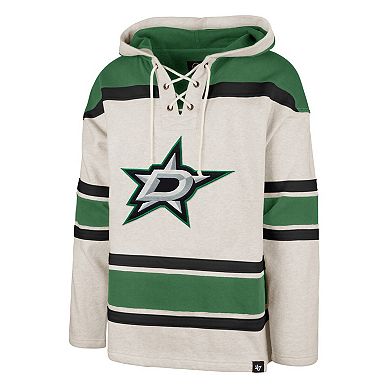 Men's '47 Oatmeal Dallas Stars Rockaway Lace-Up Pullover Hoodie