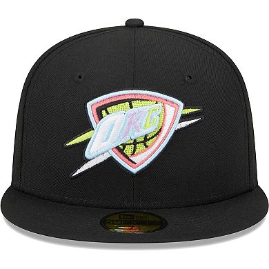 Men's New Era Black Oklahoma City Thunder Color Pack 59FIFTY Fitted Hat