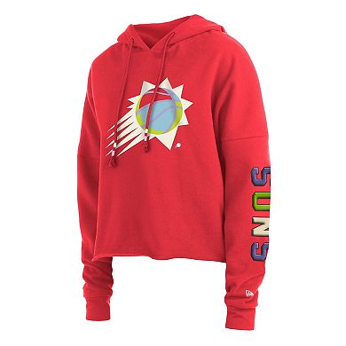 Women's New Era Red Phoenix Suns Color Pack Cropped Top Pullover Hoodie